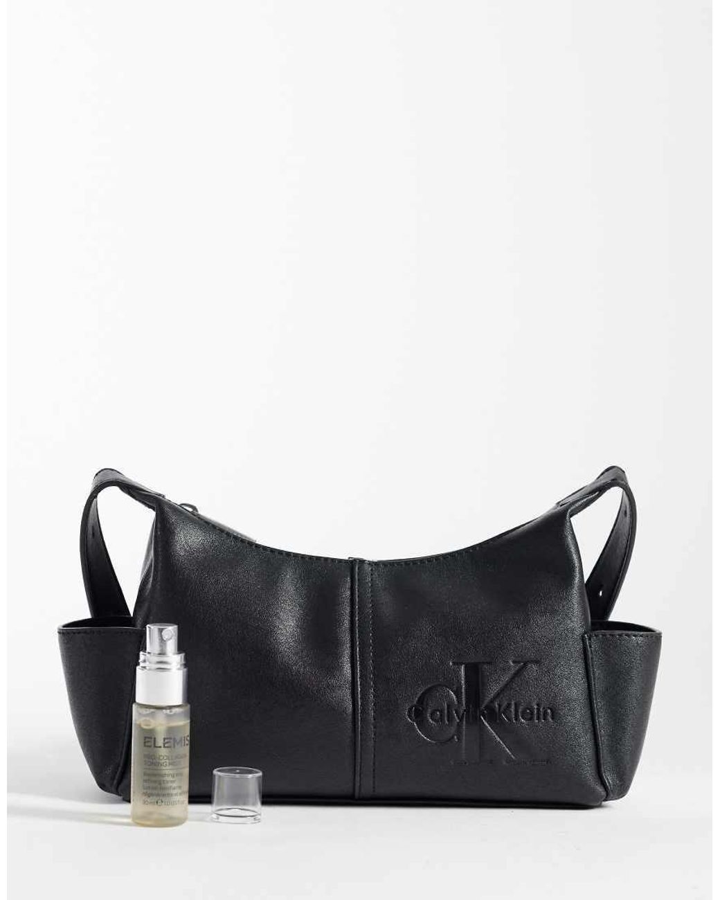 Calvin Klein Black Monologo Crossbody Bag With Pockets