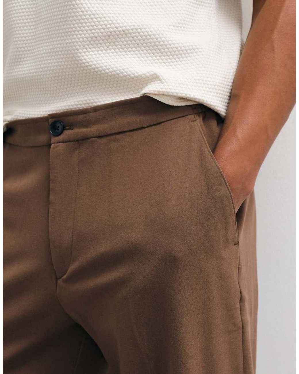 ASOS Brown Flexmax Smart Straight Trousers for men