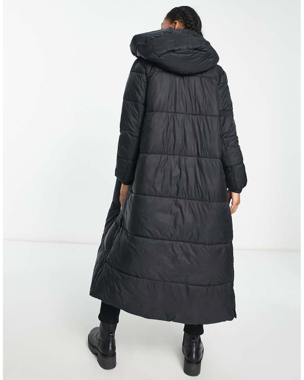 Vero Moda Blue Padded Maxi Coat With Hood
