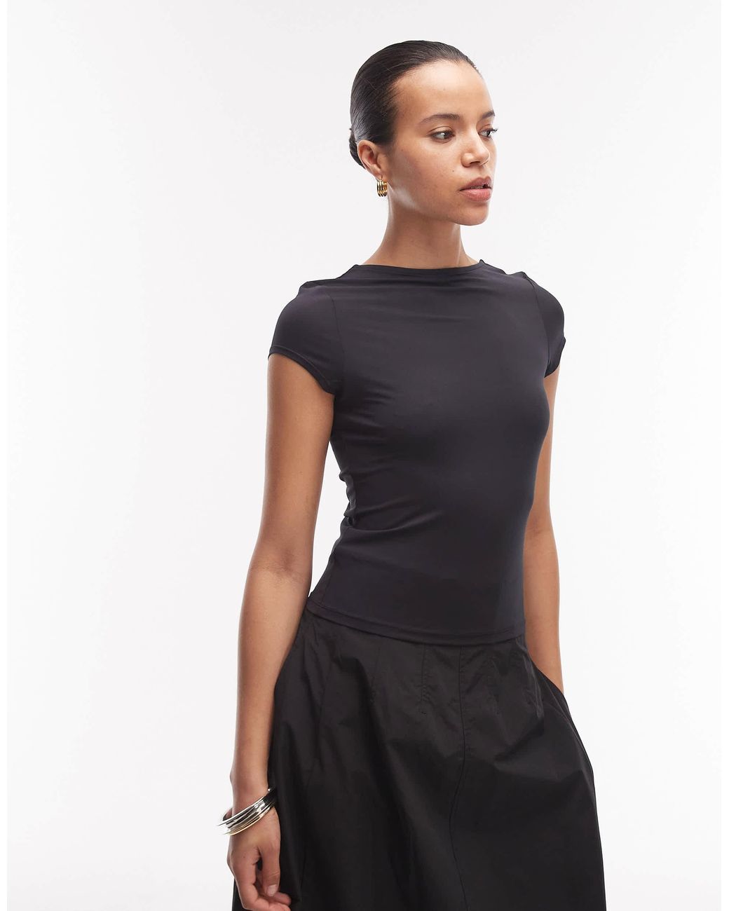 ASOS Slinky Cap Sleeve Scoop Back Top in Blue | Lyst