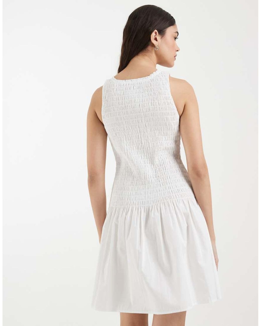 & Other Stories White Smocked Pure Cotton Mini Dress