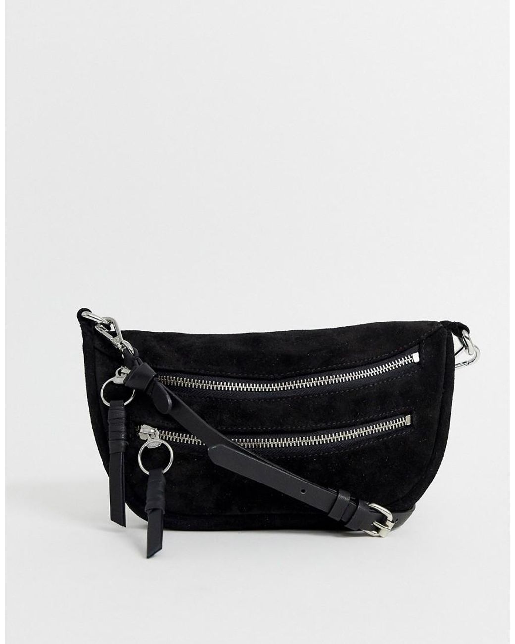 black suede bum bag