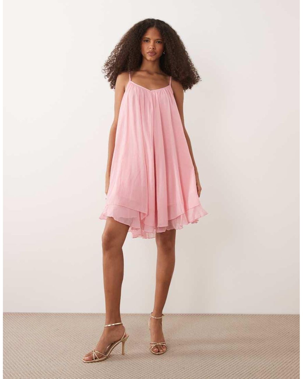 Vila Pink Chiffon Trapeze Mini Dress