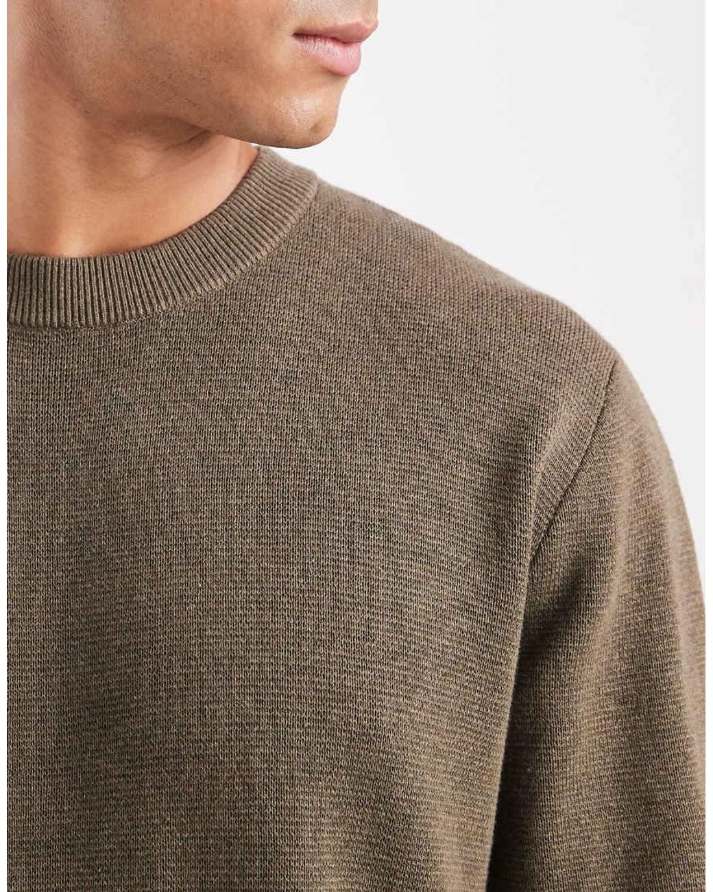 Jack & Jones Brown Premium Knitted Crew Neck Jumper for men