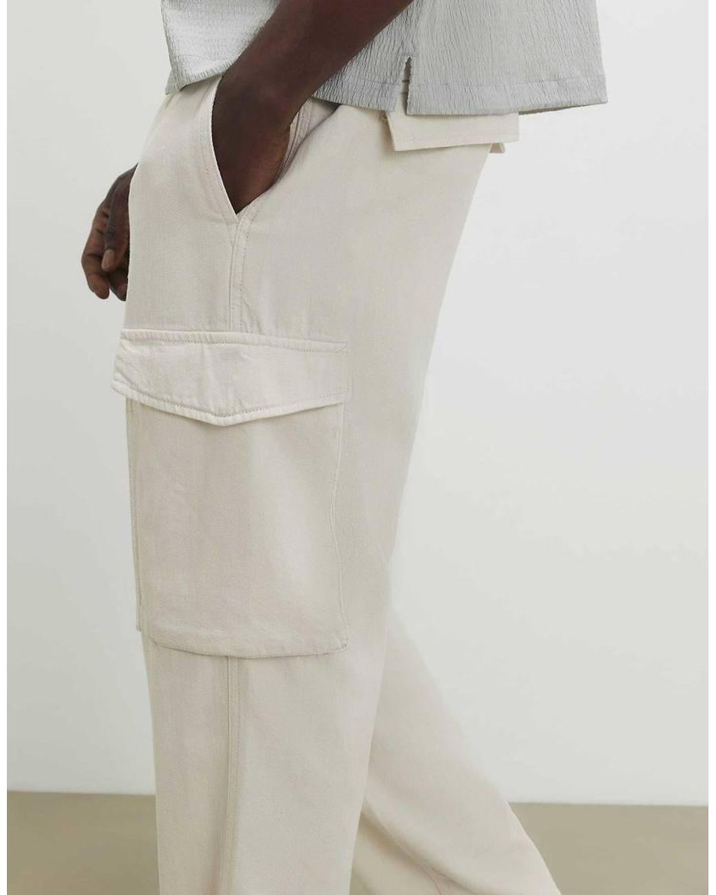 River Island White Regular Fit Cargo Trousers for men