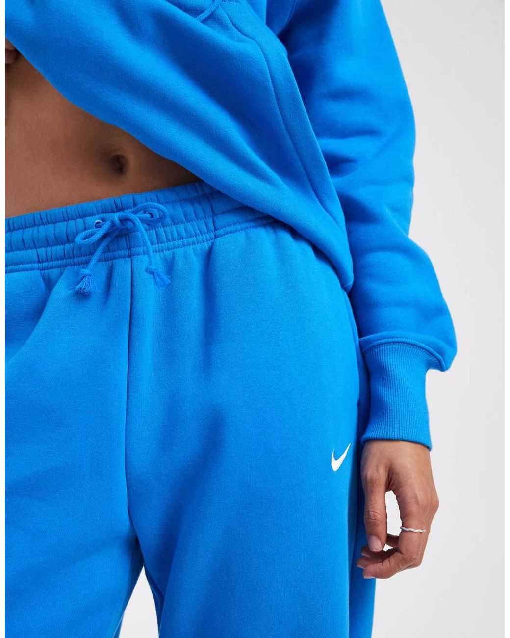 Nike Blue Phoenix Fleece High Waisted Oversized Cuffed Joggers