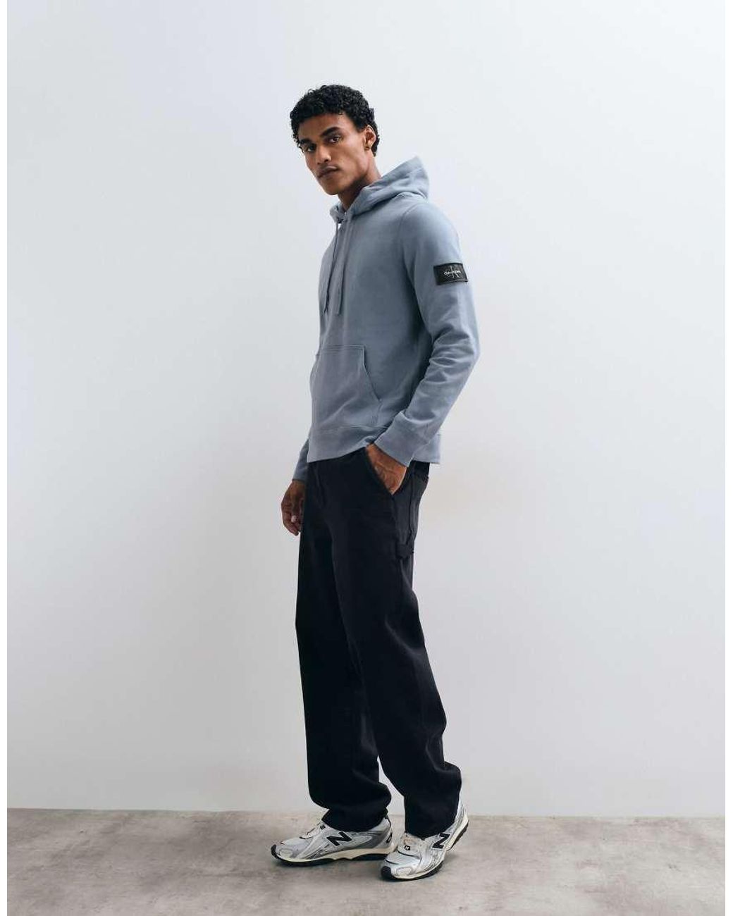 Calvin Klein Blue Terry Badge Hoodie for men