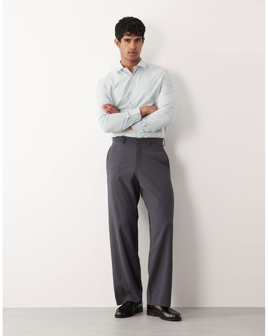 ASOS – elegantes, strukturiertes regular-fit-hemd in Gray für Herren