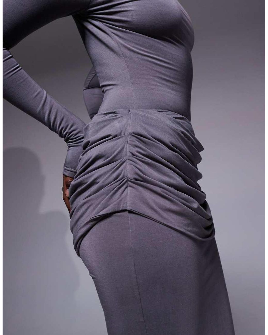 Wanderdoll Purple Ashtin Second Skin Drape Detail Maxi Skirt Co-Ord