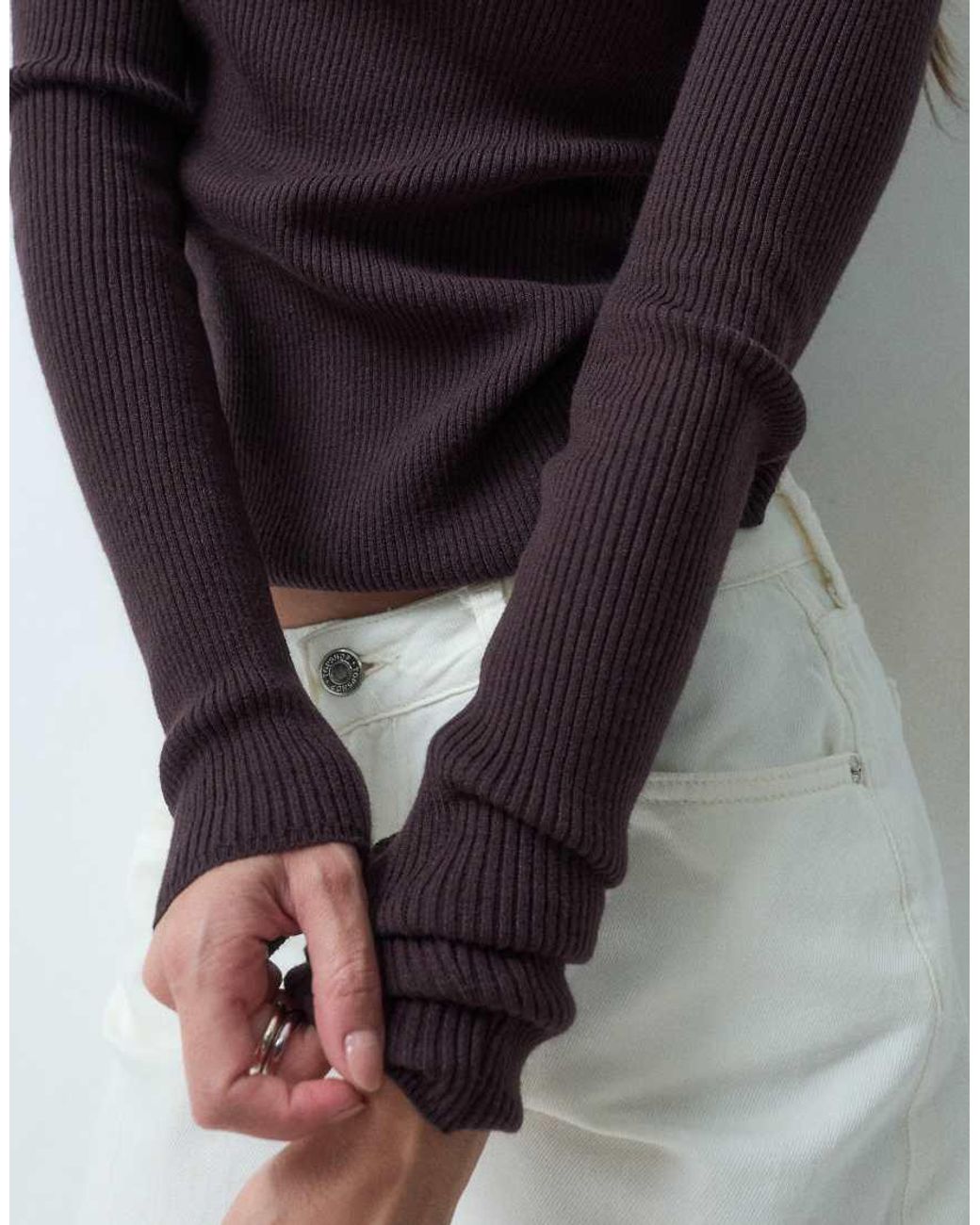 ASOS Brown Funnel Neck Top