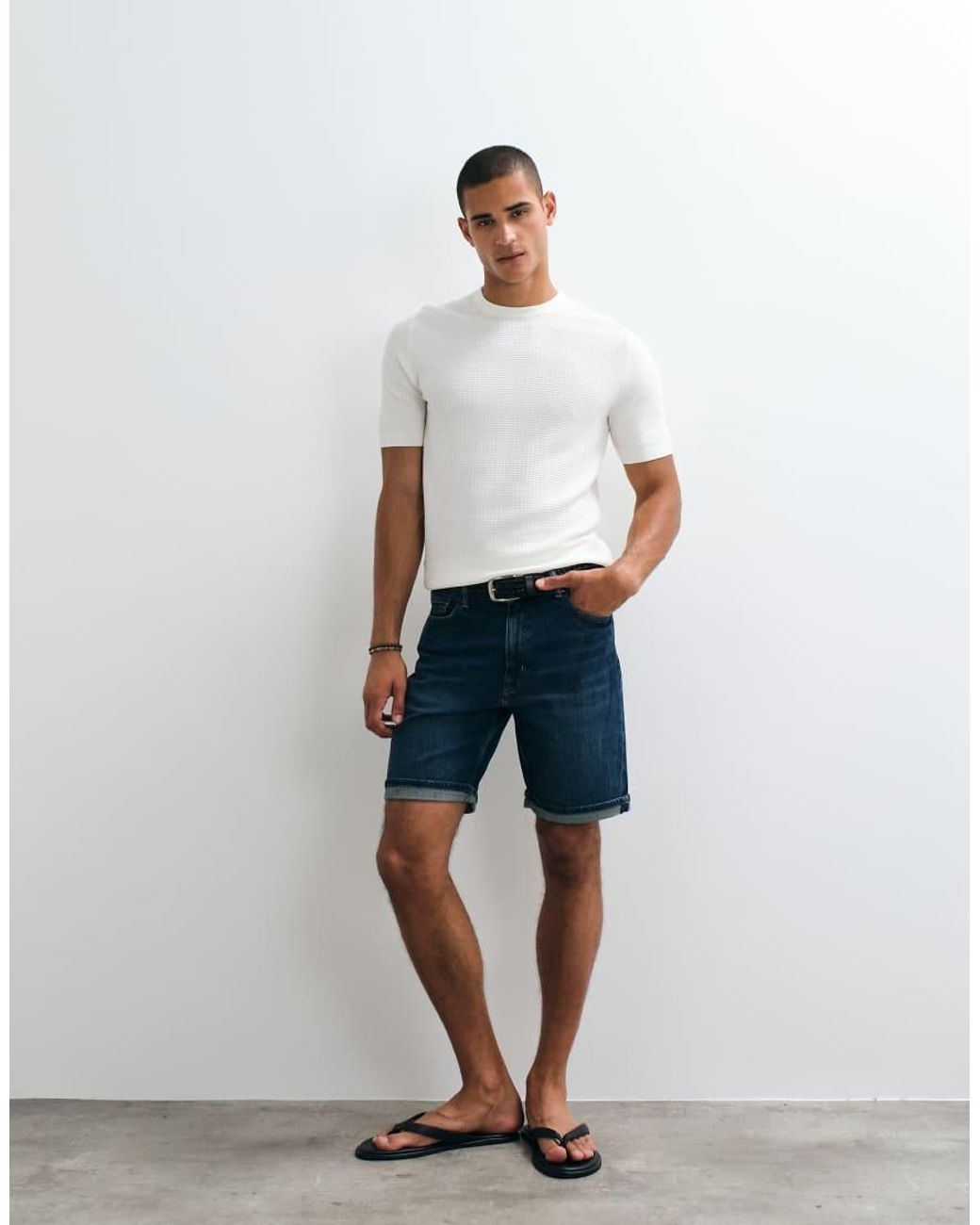 Mango White Knitted T-shirt for men