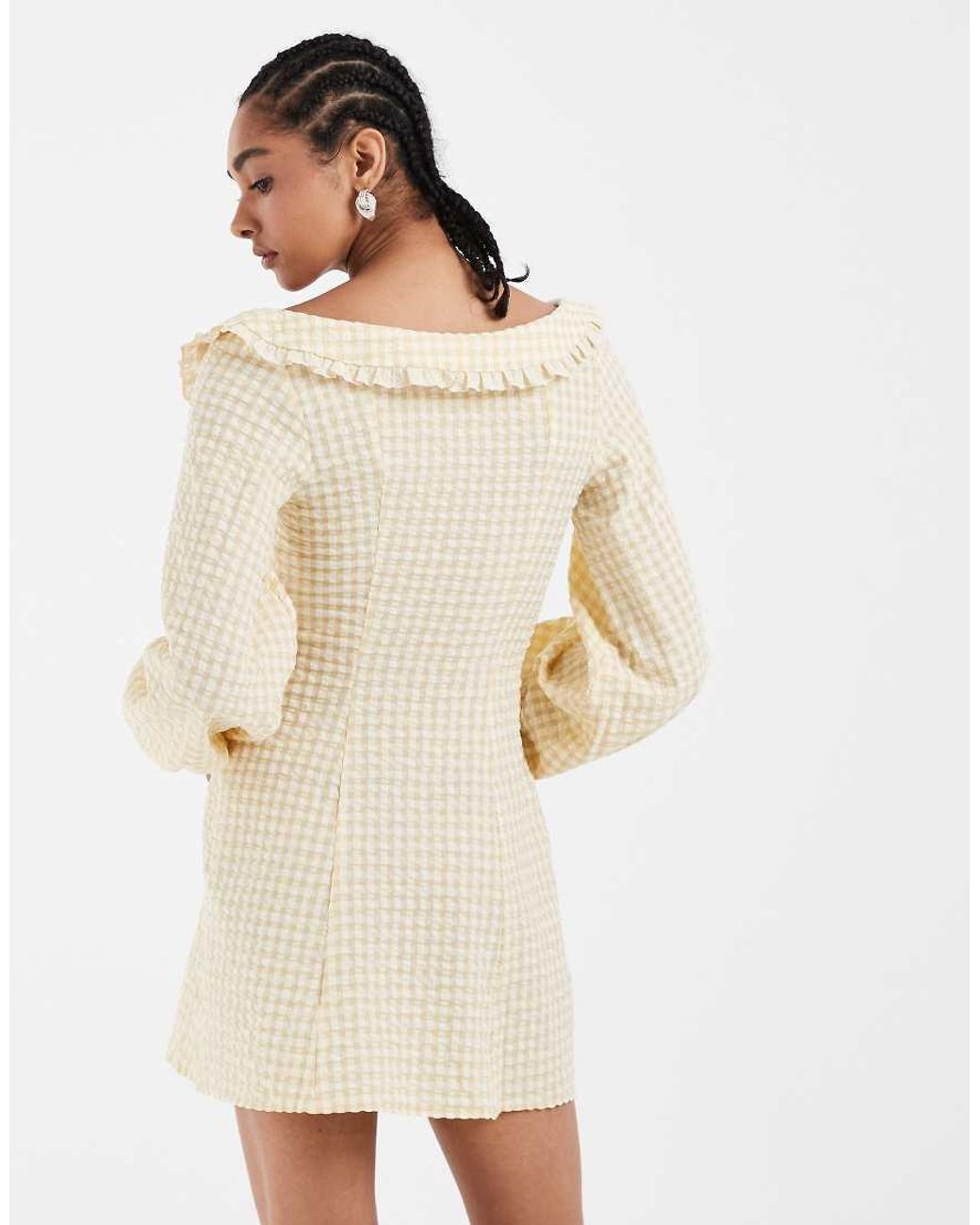 ASOS Natural Baby Doll Collared Mini Dress With Godets
