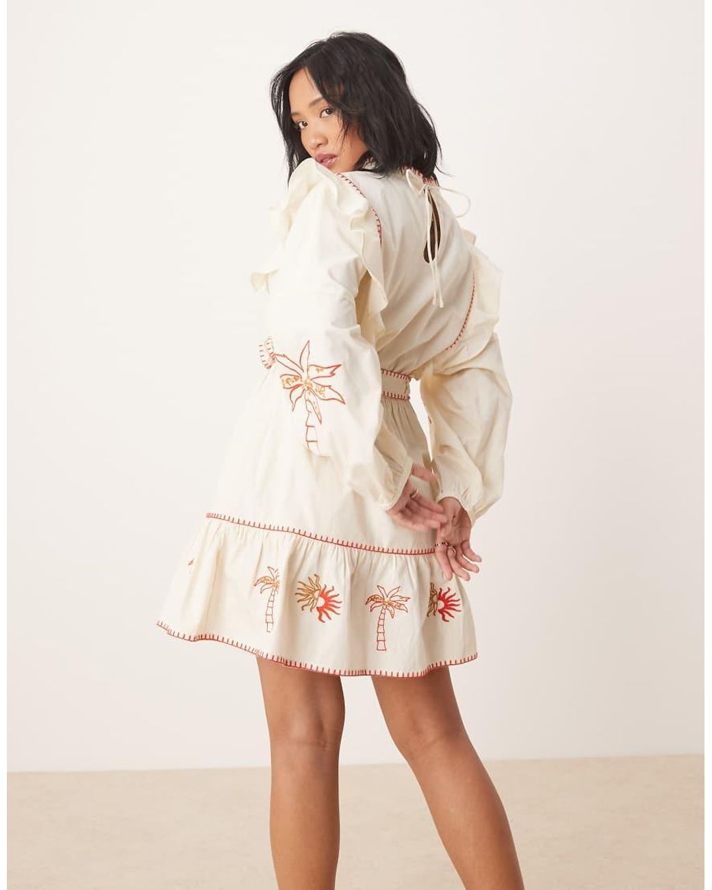 Never Fully Dressed Natural Petite Embroidered Mini Dress