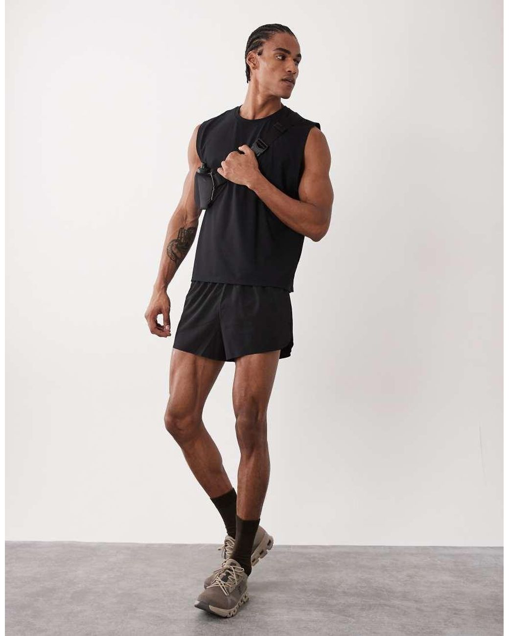 4505 Black Running Quick Dry Performance Waffle Boxy Oversized Boxy Tank for men