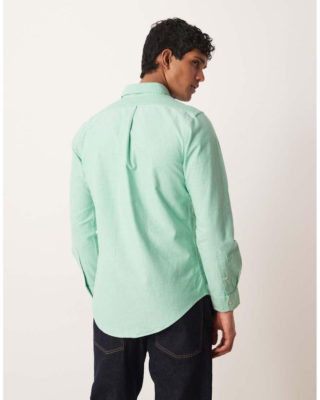 Polo Ralph Lauren Green Icon Logo Cotton Oxford Long Sleeve Shirt for men