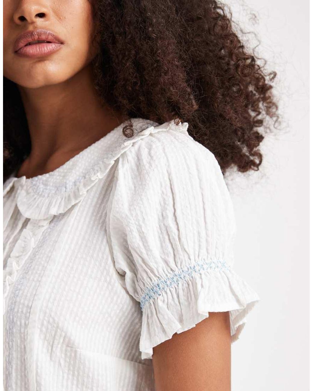 Neon Rose White Button Pintuck Drop Waist Mini Dress