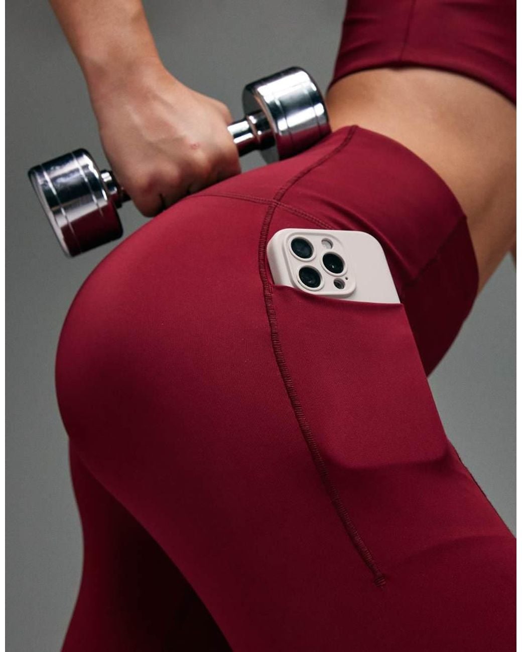 4505 Red Active Waist Snatching High Rise Gym Legging