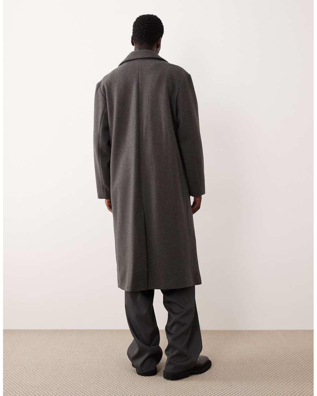 ASOS Black Wool Look Longline Coat for men