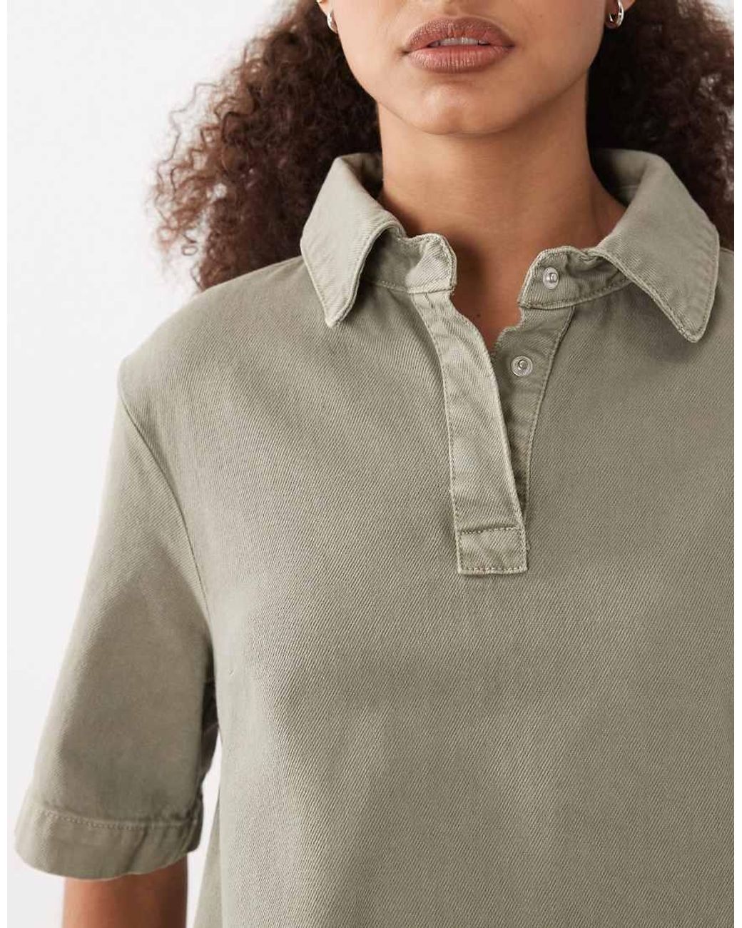 ASOS Natural Denim Swing Polo Shirt Dress