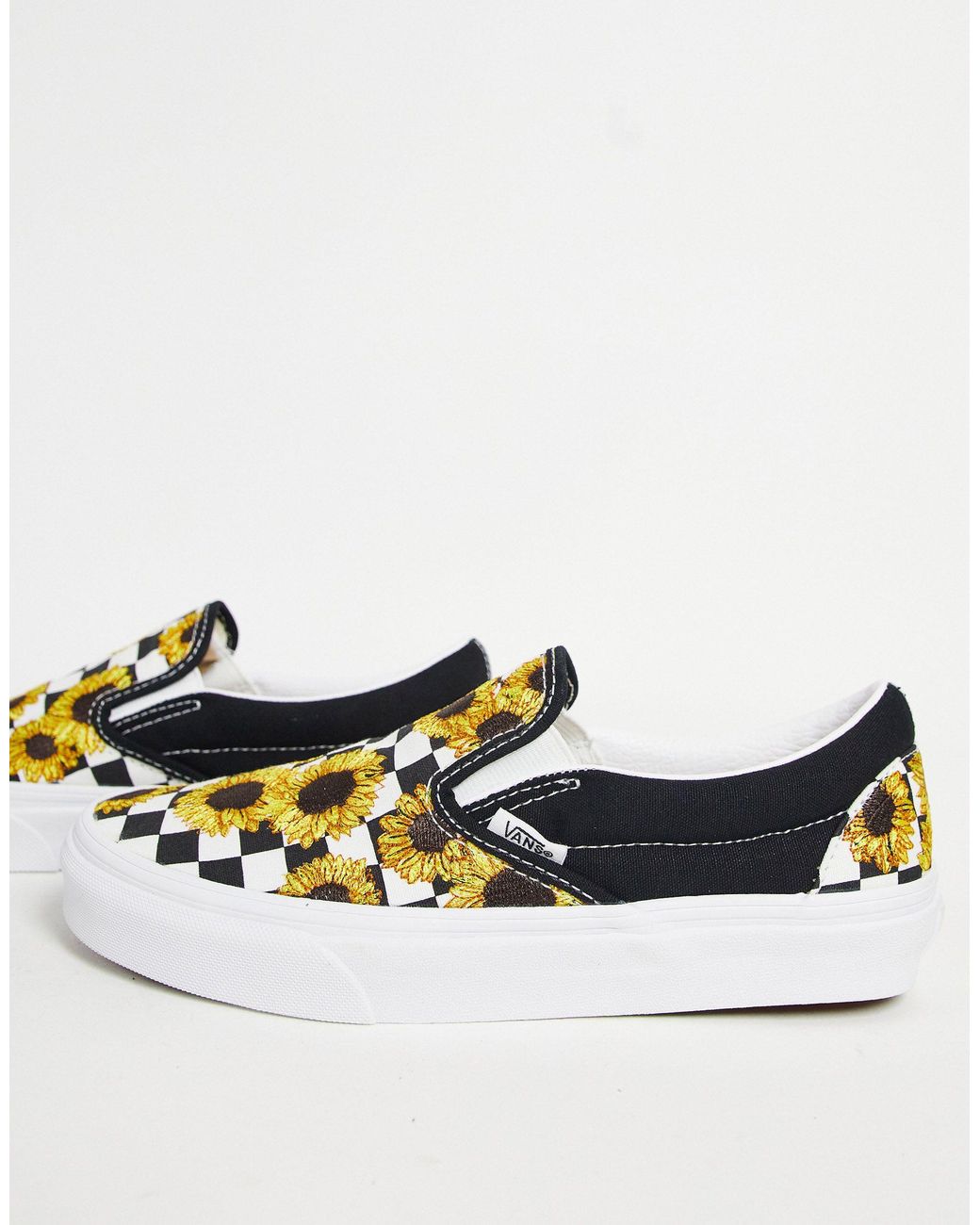 Vans Rubber Classic Slipon Sunflower Embroidery Trainers in Black