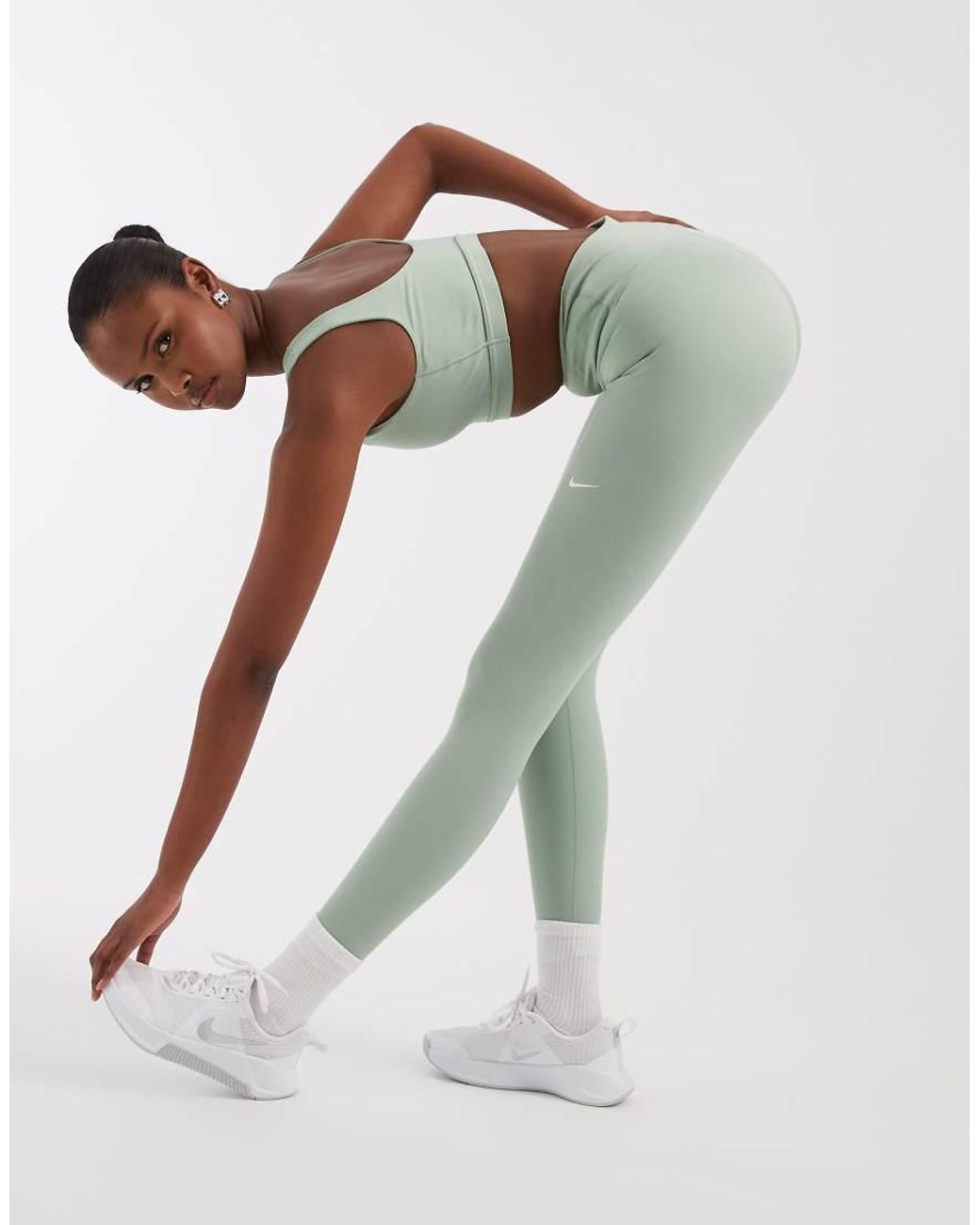 Nike White One Dri-fit Wrap Waist 7/8 leggings
