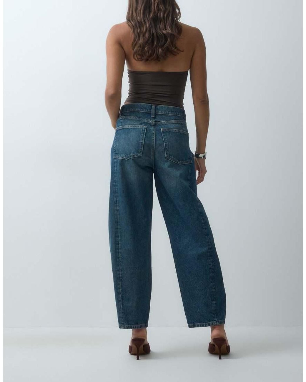 Mango Blue Simone Barrel Leg Jean