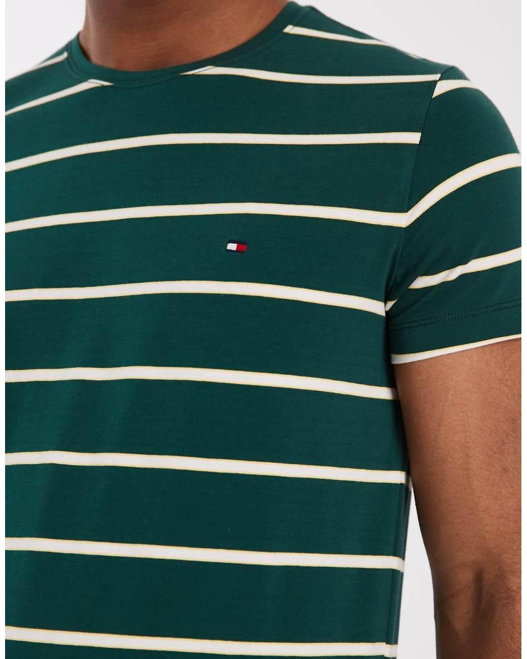 Tommy Hilfiger Green Stripe Slim Fit T-Shirt for men