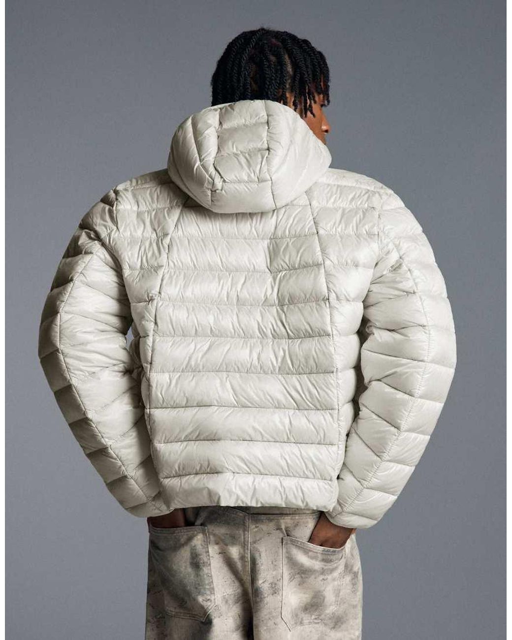 Bershka Gray Ultralight Padded Jacket for men