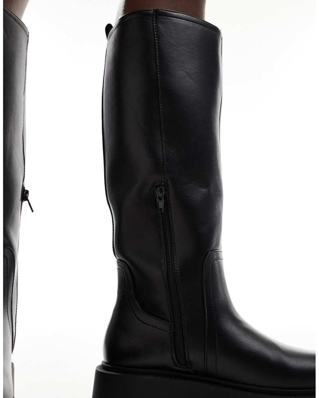 ASOS Black Carmen Chunky Flat Knee Boots