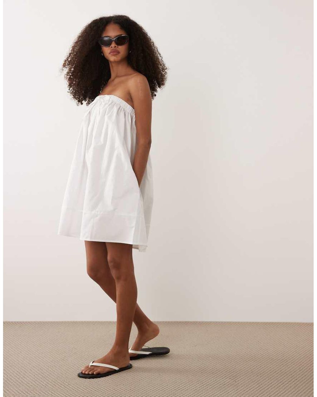 ASOS White Bandeau Trapeze Mini Dress