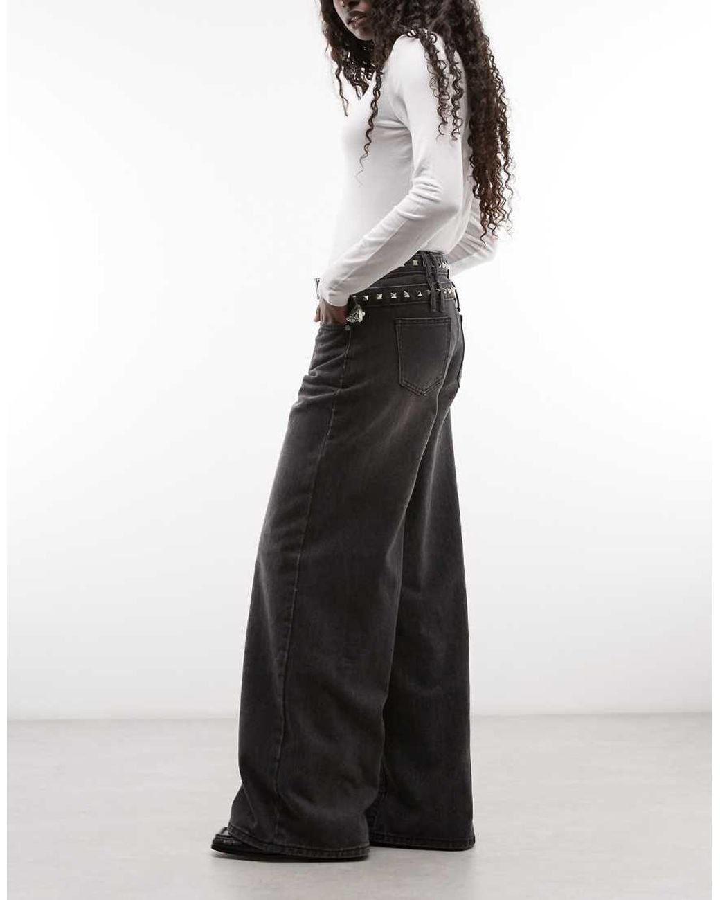 Liquor N Poker White Double Belted Straight Leg Jeans