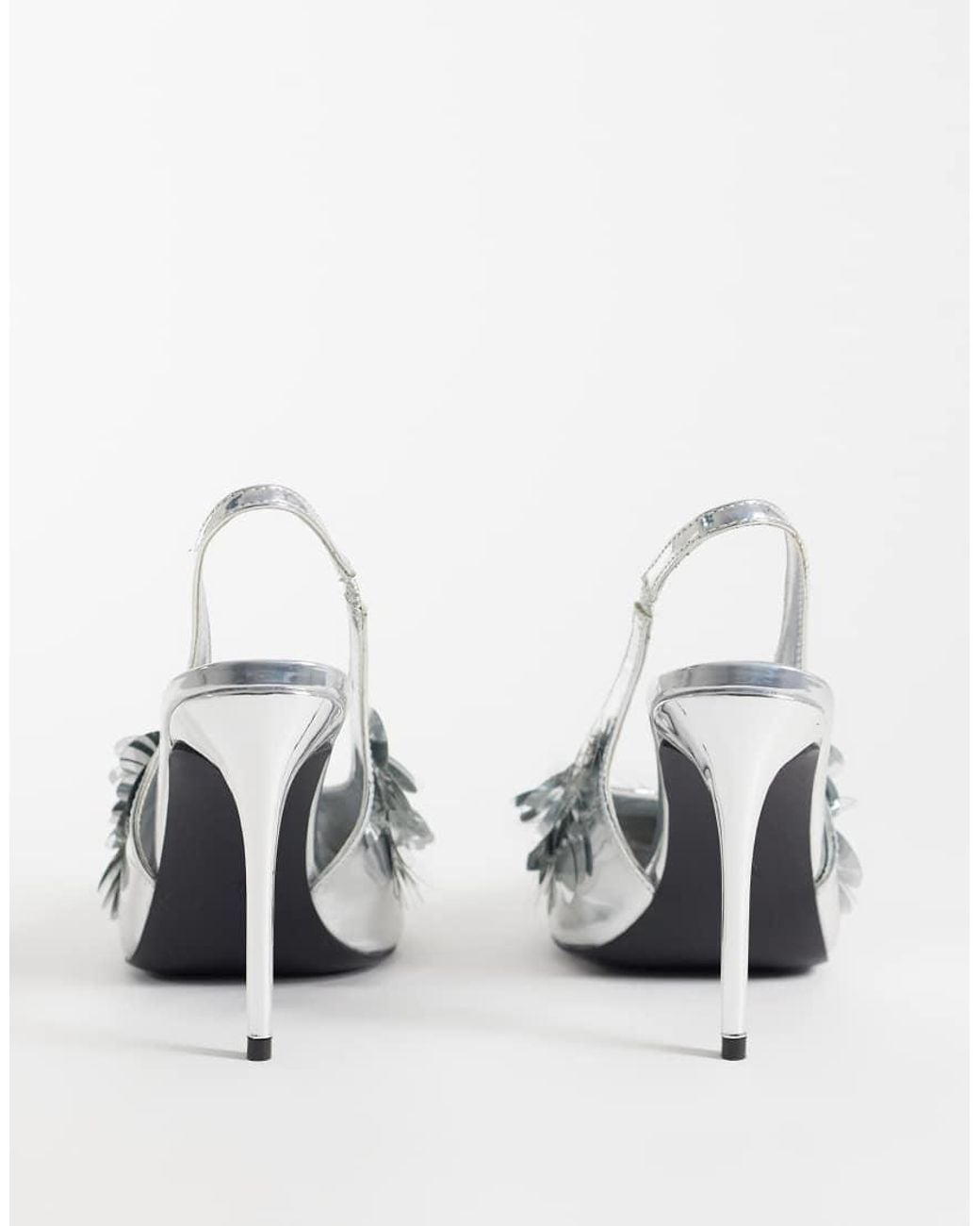 Public Desire White Confetti Slingback Heeled Shoes With Sequins