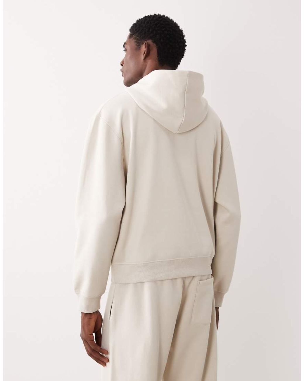 ASOS Natural Co-ord Relaxed Printed Hoodie for men