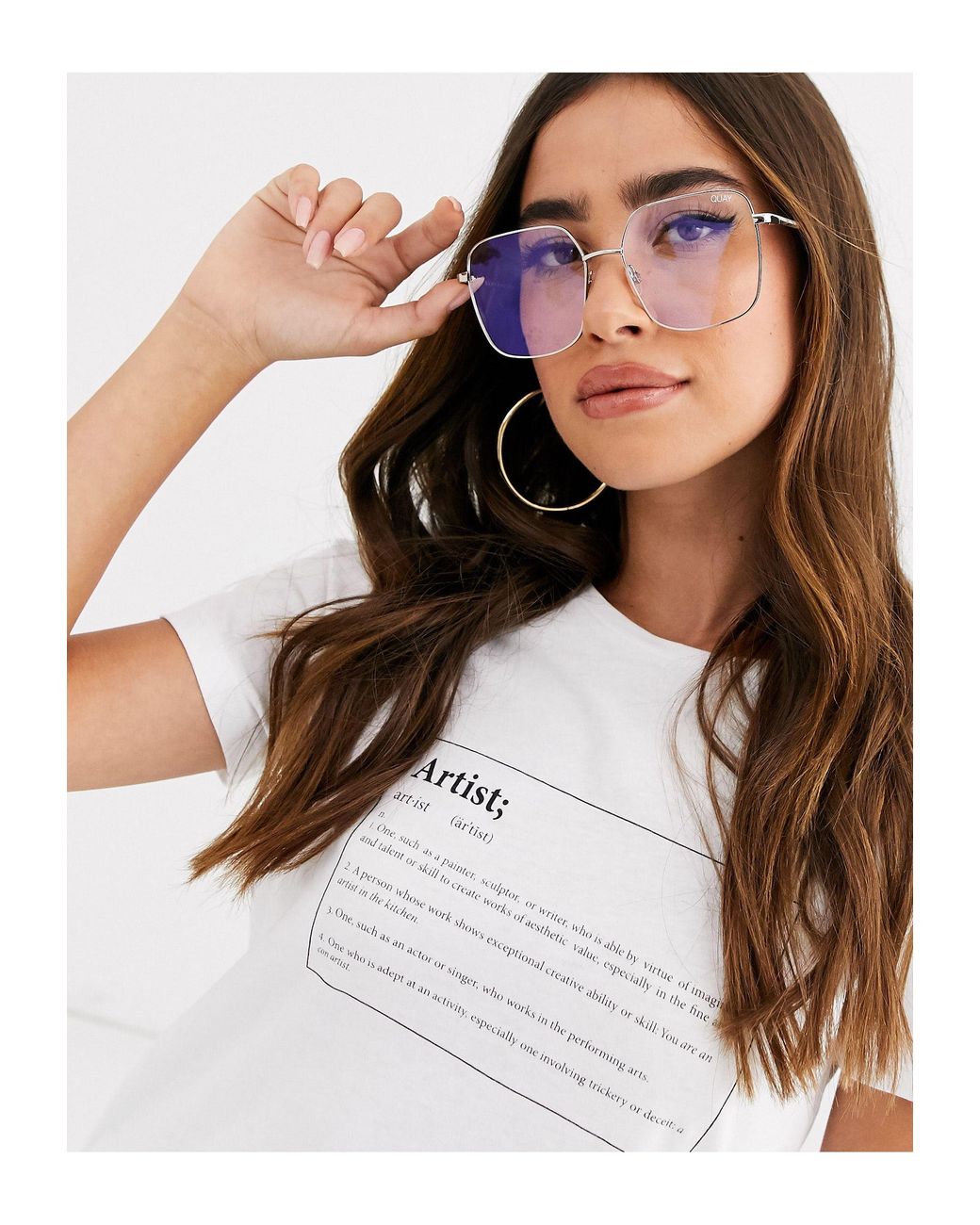 Quay Cheat Sheet Square Blue Light Lens Glasses in Gold (Metallic) Lyst