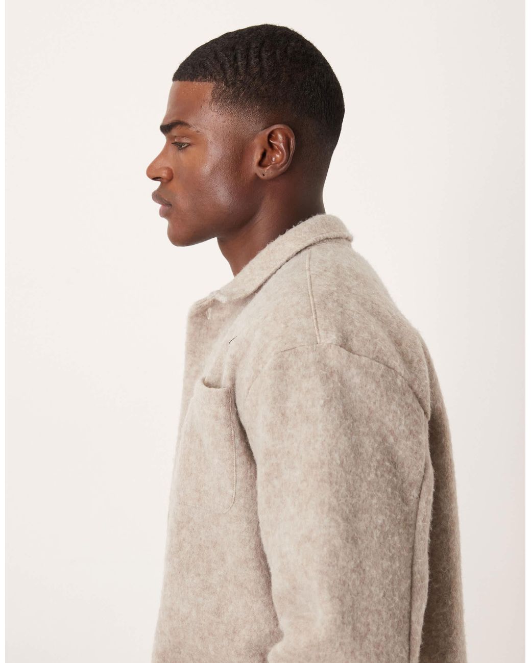 ASOS Natural Relaxed Jacket With Wool Look for men