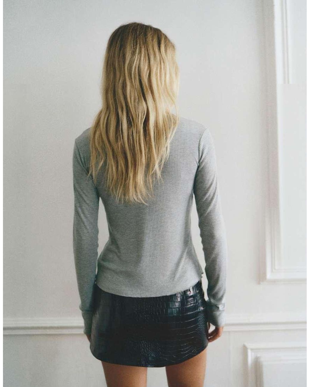 Pull&Bear Gray Double Lace Top
