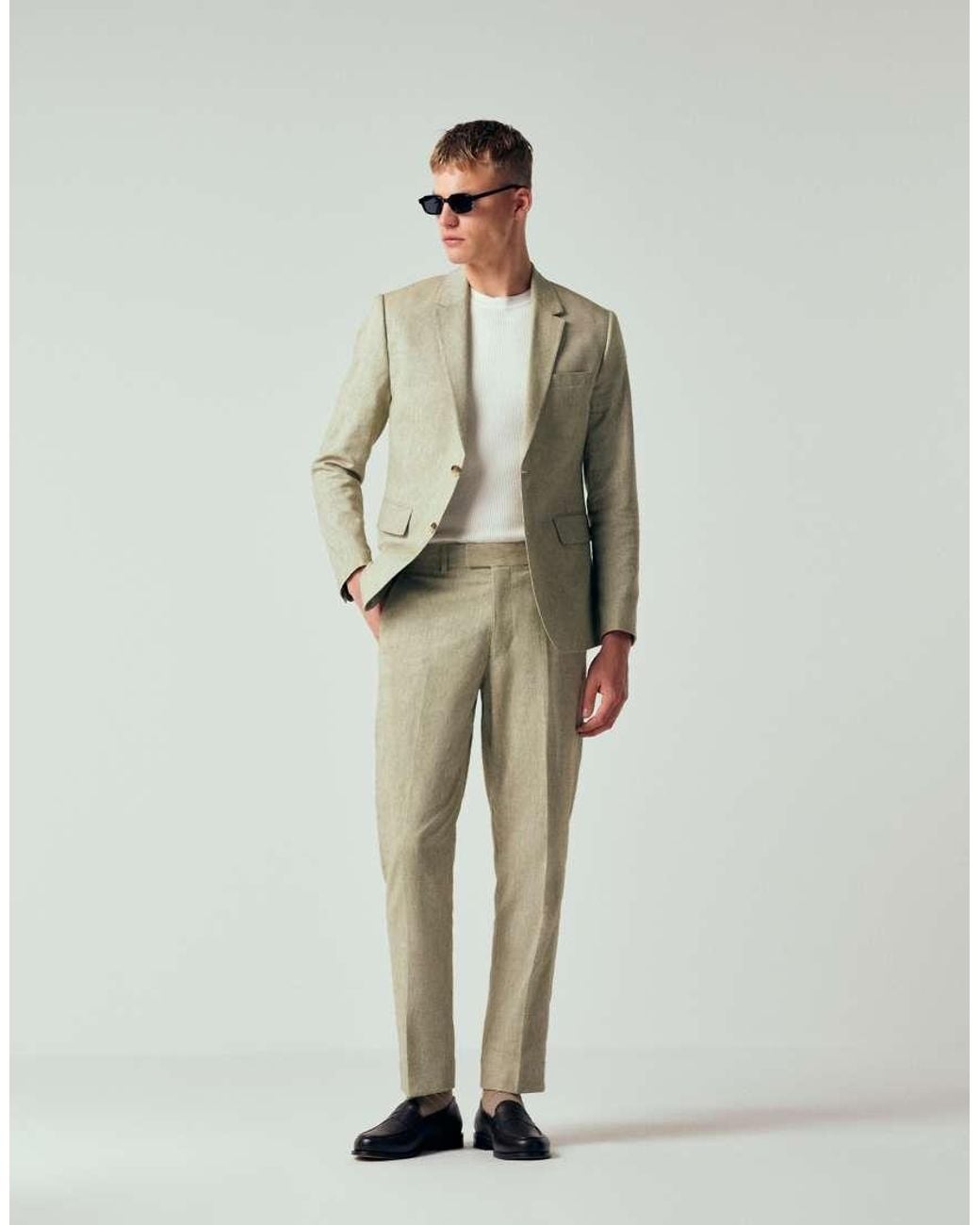 Abercrombie & Fitch Natural Linen Blend Slim Fit Single Breasted Blazer for men