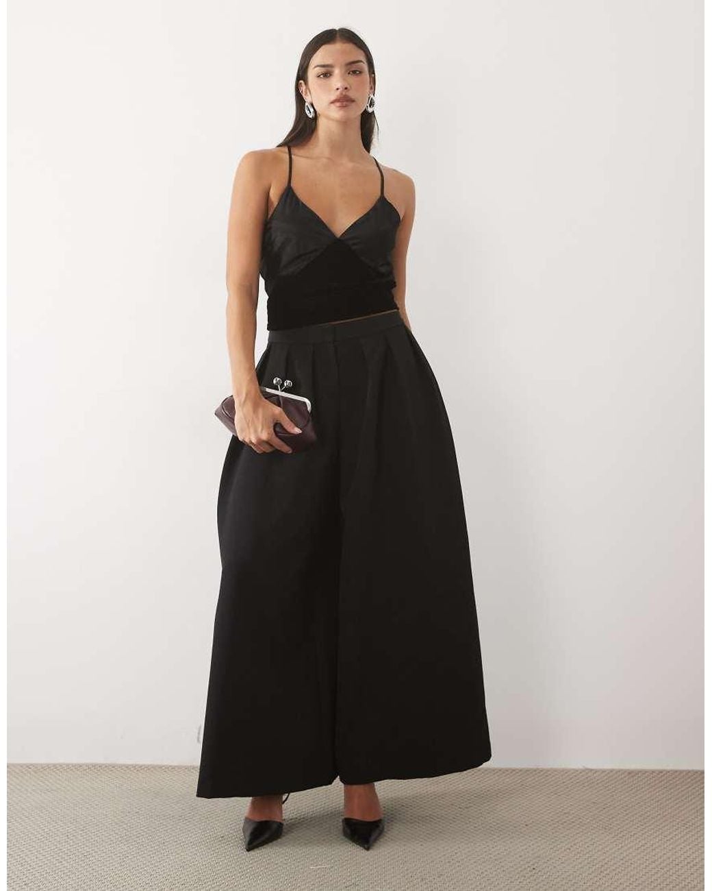 Nobody's Child Black India Cross Over Back Velvet Cami Top