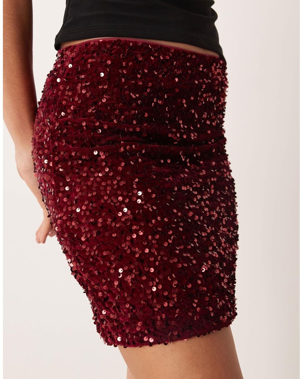 Vila Red Sequin Mini Skirt