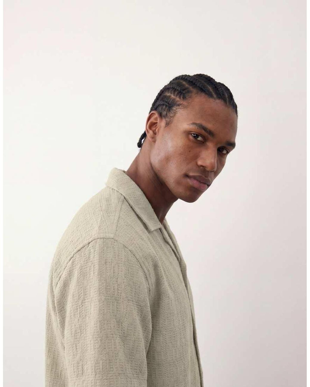 Only & Sons Natural Revere Collar Shirt Co-ord for men