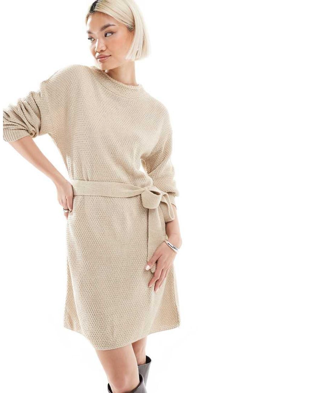 Glamorous Natural Belted Jumper Mini Dress