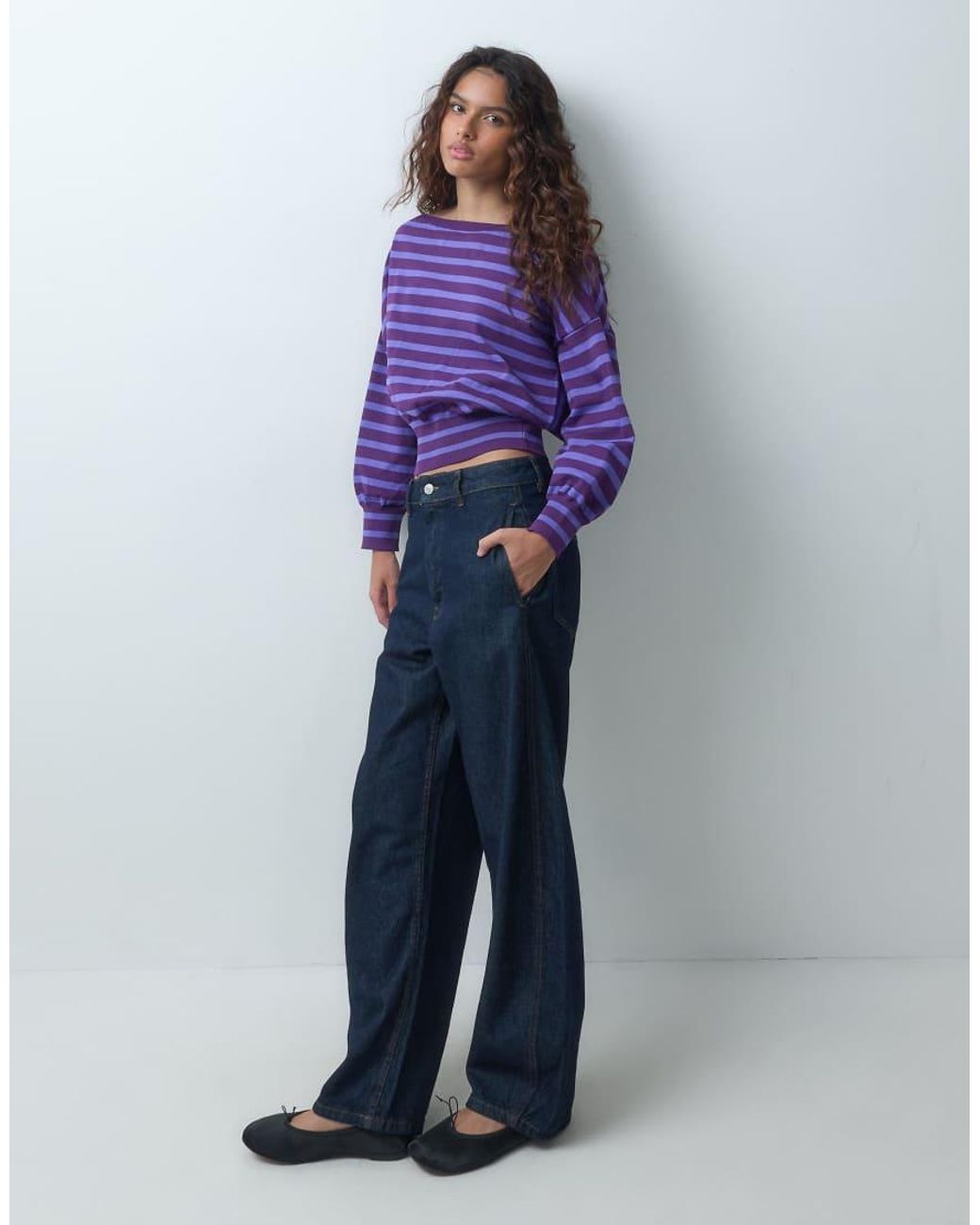 ASOS Purple Knitted Off Shoulder Jumper