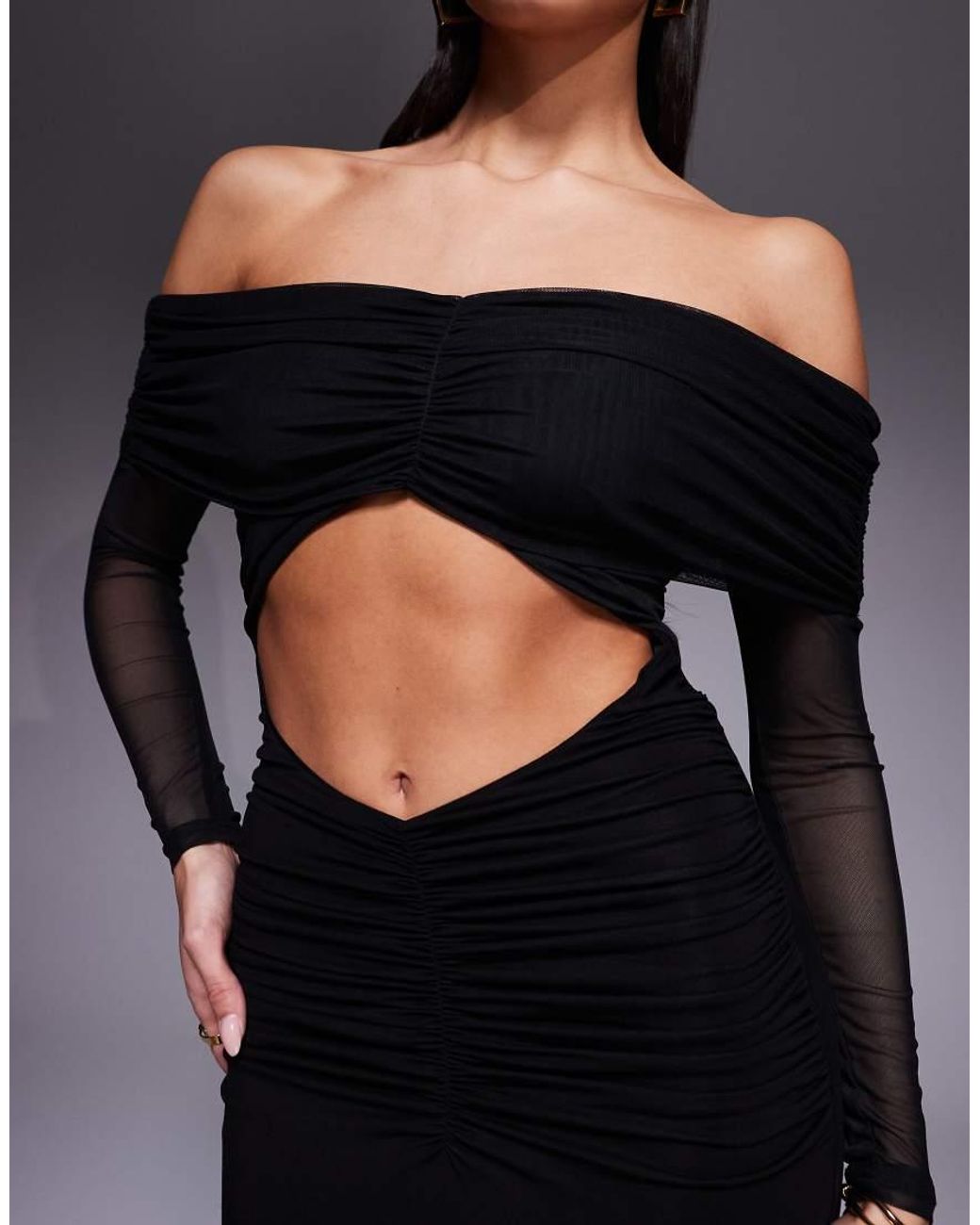 Aria Cove Blue Mesh Bandeau Cut Out Maxi Dress