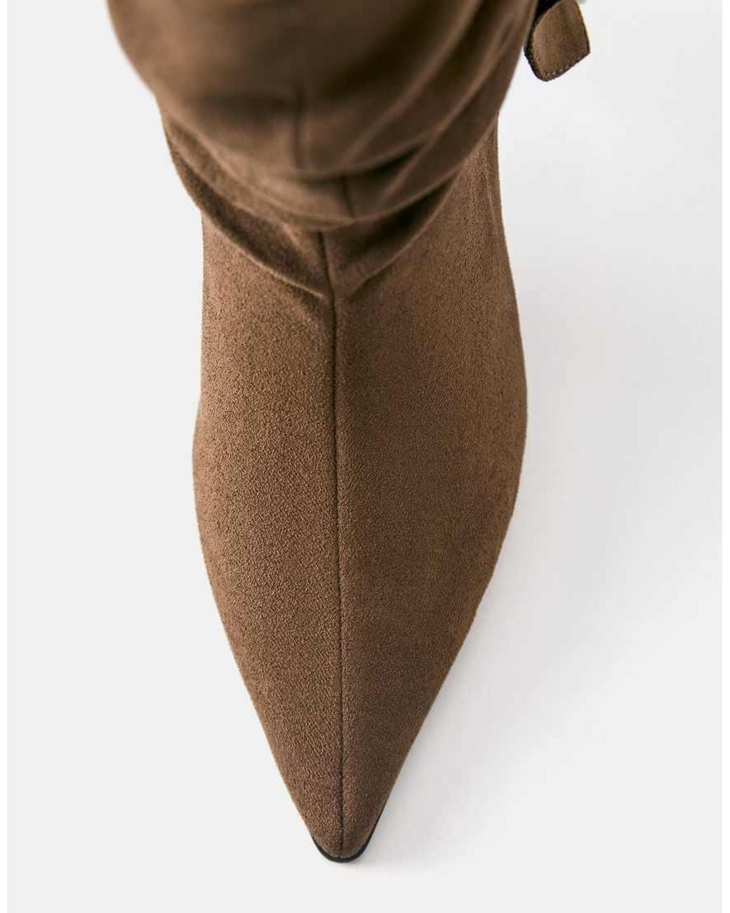 Pull&Bear Brown Ruched-ankle High-heel Boots