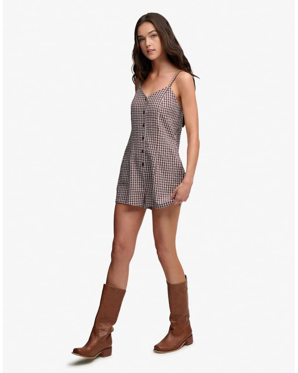 Superdry Red Gingham Cami Playsuit