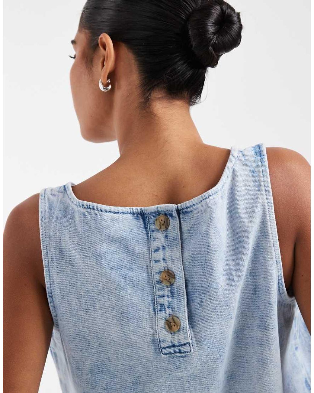 Gap Blue Square Neck Denim Top