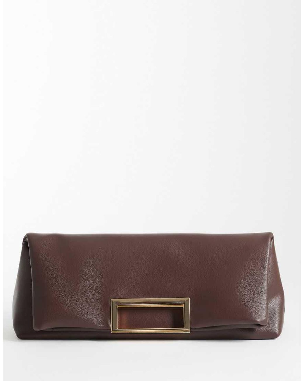 ASOS Brown Oversized Metal Handle Clutch