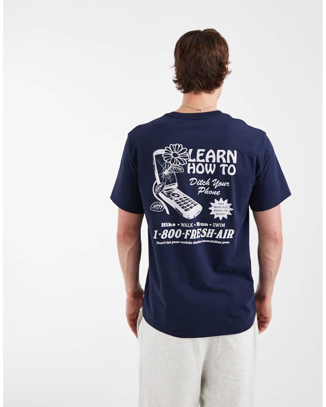 Levi's Blue Relaxed Back Graphic Print T-shirt for men