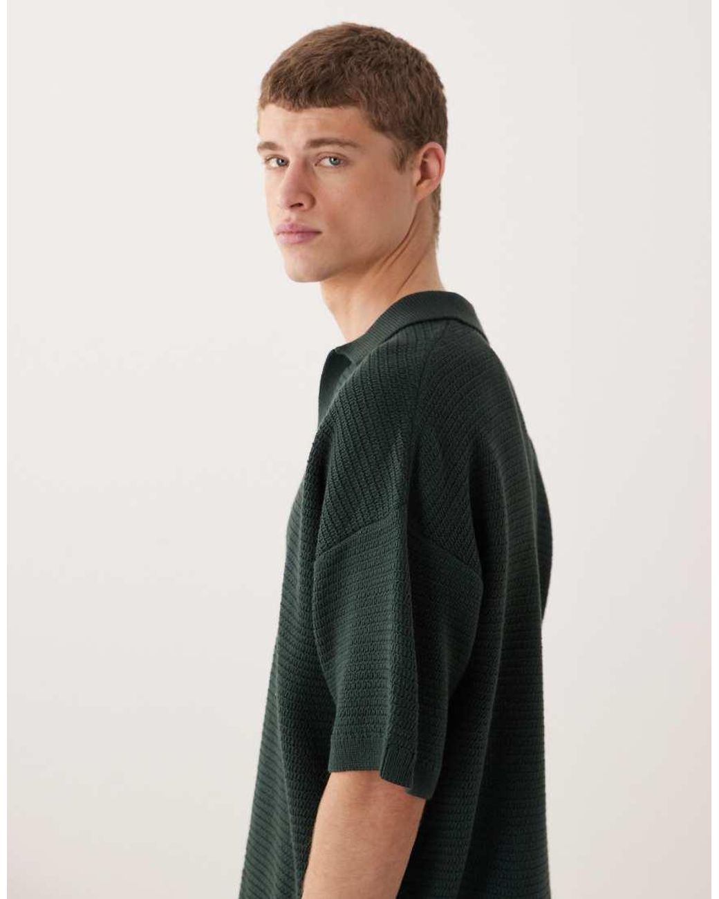 ASOS Black Oversized Knitted Co-ord Notch Neck for men