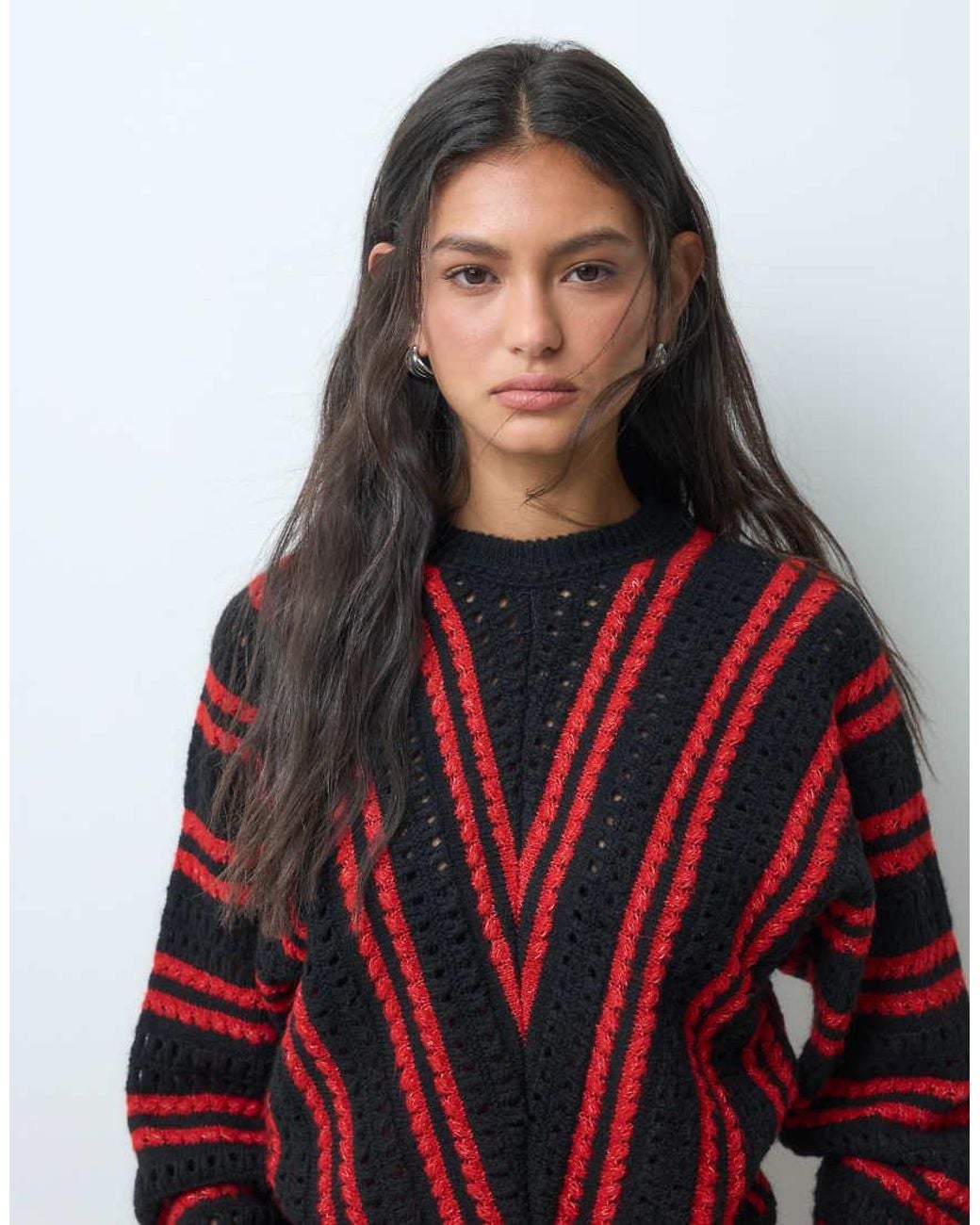 ASOS Multicolor Long Sleeve Sweater With Diagonal Stripe